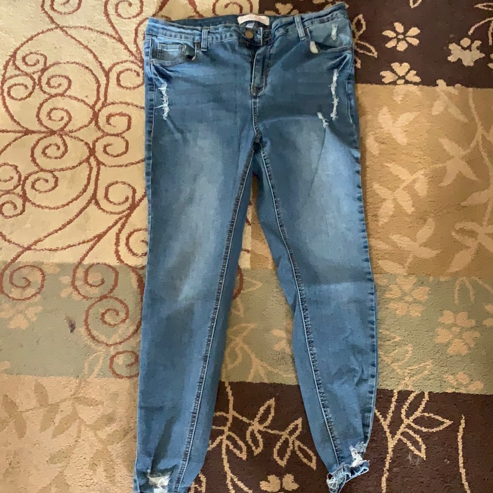 Haute Curve Distressed Jeggings, Size 14